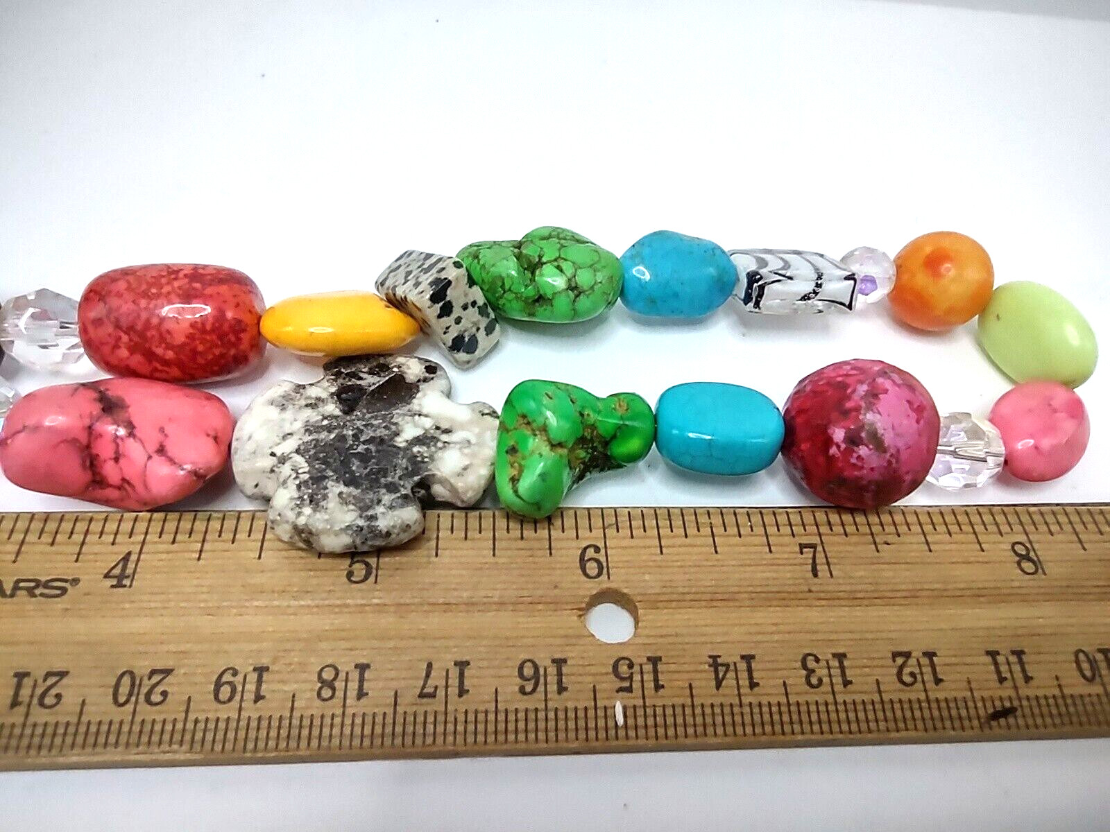 Beaded Choker 18 1/2″ Crystal, Dyed Stone & 1 Art Glass Asstd Colors & Shapes