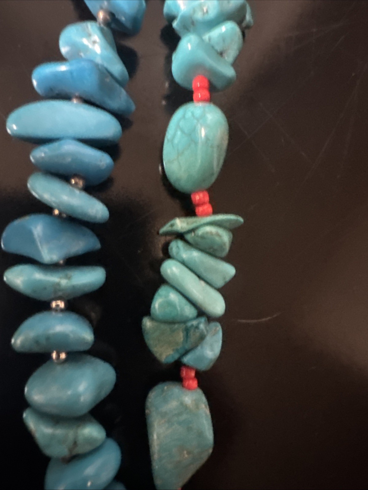 Block Turquoise Double Stained Necklace