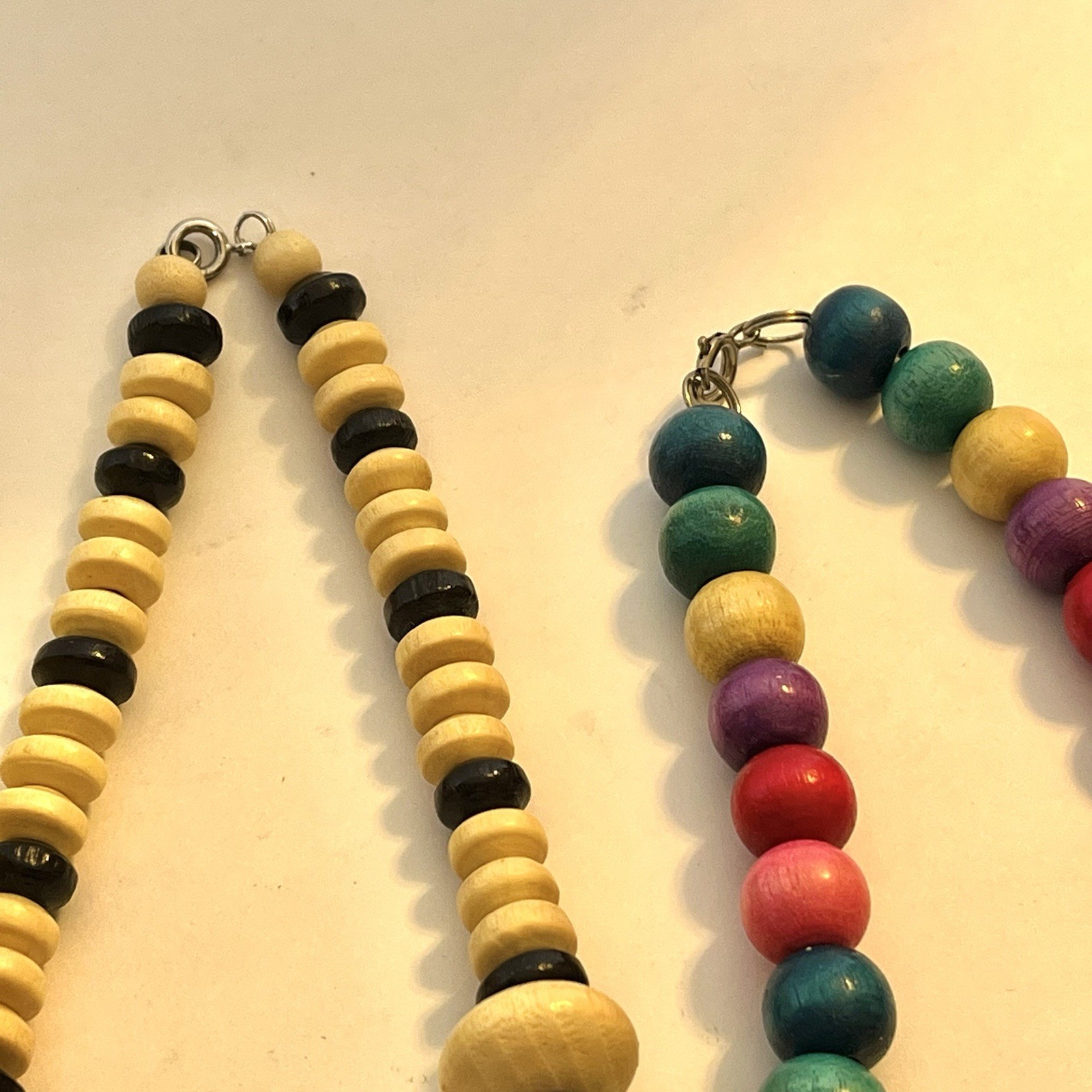 Wood Bead Necklaces & Bangles Chunky Colorful Boho Retro Mixed Jewelry Lot 5 Pcs