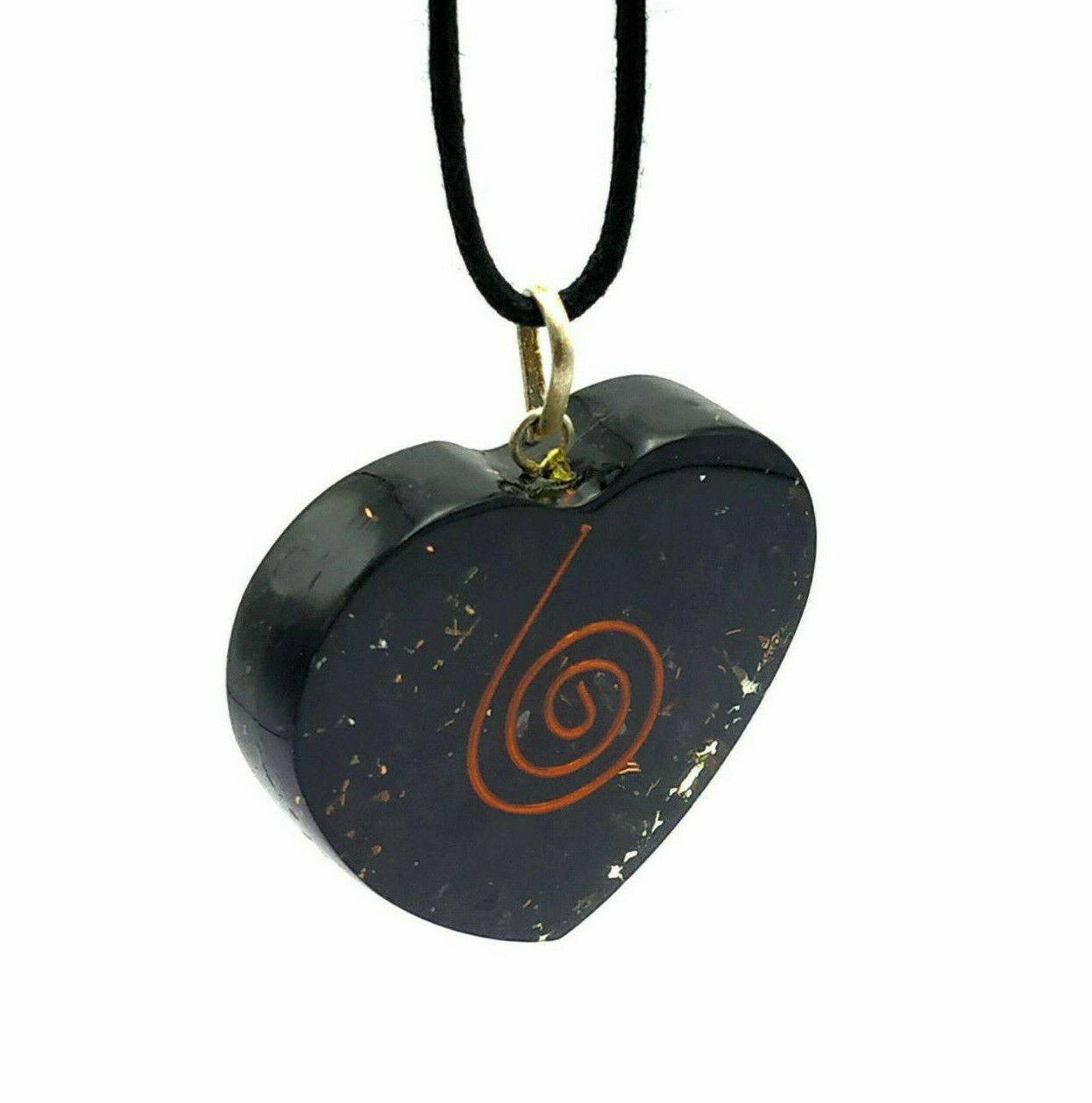 Natural Black Tourmaline Necklace Orgonite Crystal Heart Orgone Energy Pendant