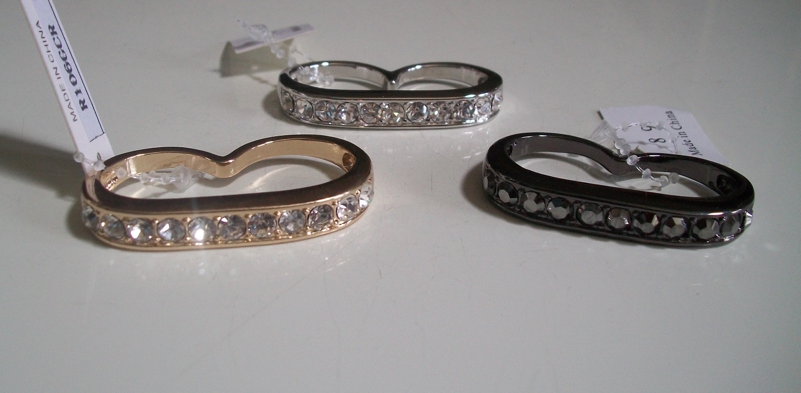 Men’s fashion dressy casual hip hop 2 finger ring pick size & color
