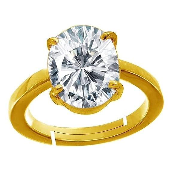 Jaywar Adjustable Zircon Ring Panchdhatu Gold Plated Unisex Men Women Gemstone