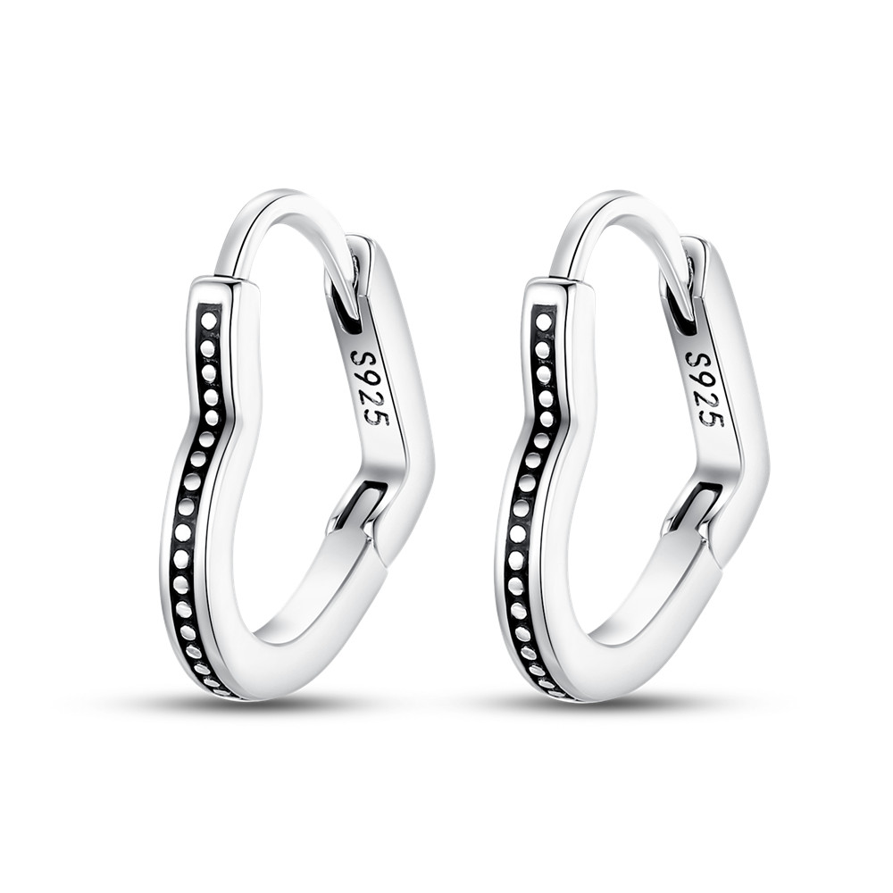 PANDACH 925 Sterling Silver Tiny Heart Shaped Hoop Earrings For Women Jewelry