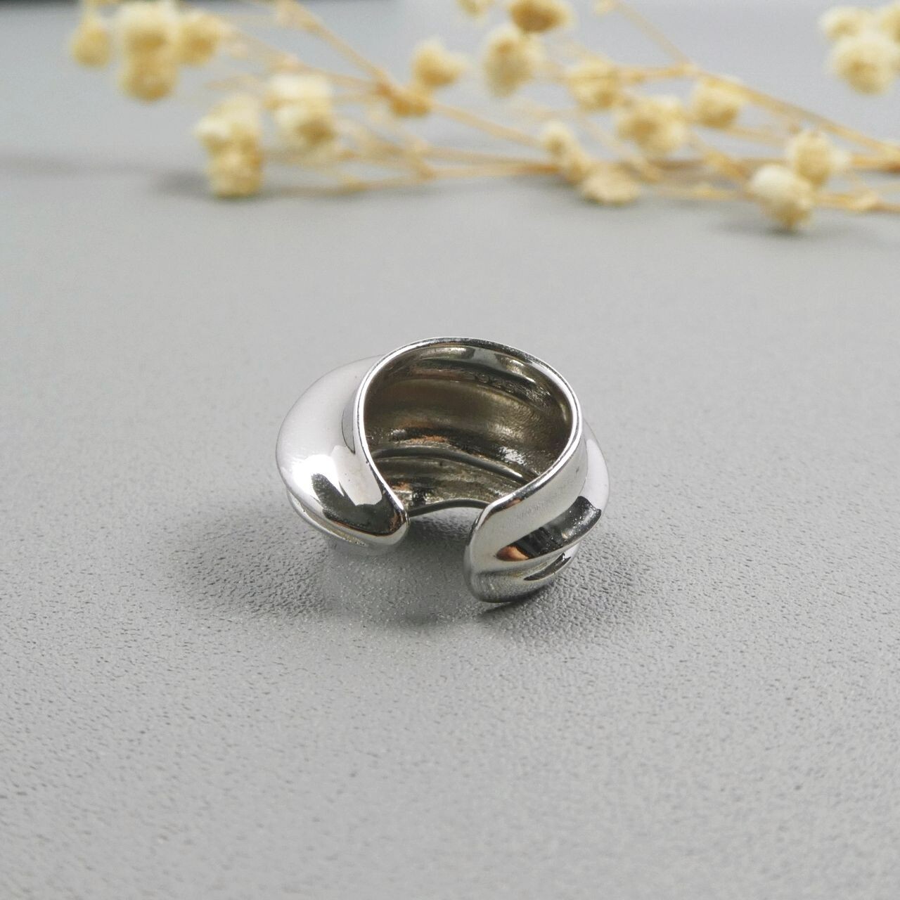 SINGLE Modernist Sculptural Curves Sterling Silver Earring Ear Cuff Non Piercing