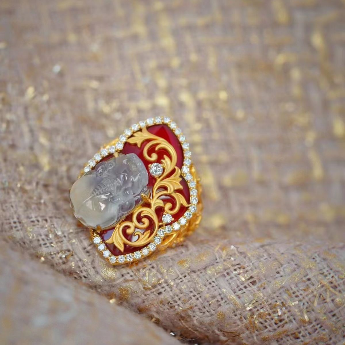 New Chinese Style Pi Xiu Wealth Ring Adjustable Vintage Open Band for Women