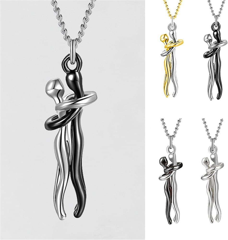 Couple Hug Necklace Pendant Simple Affectionate Snuggle Hugging Necklace