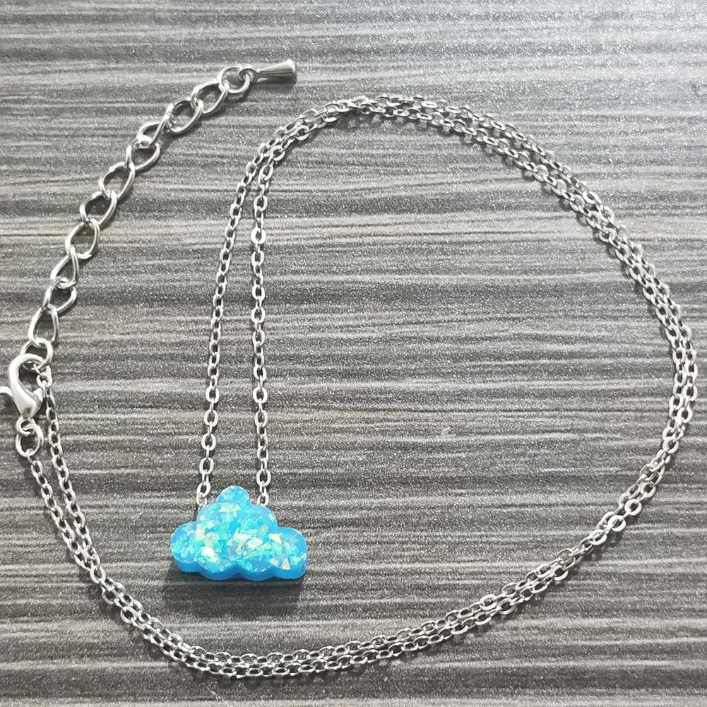 Blue Sky White Cloud Necklace Resin Cloud Necklace for Women Cloud Opal Pendant