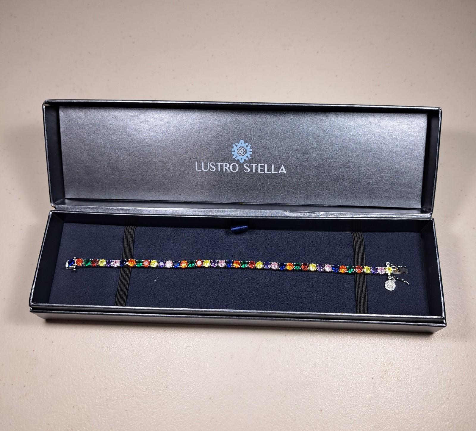 LUSTRO STELLA Multi Color CZ Sterling Silver Tennis Bracelet 6.5″ or 8″ NEW