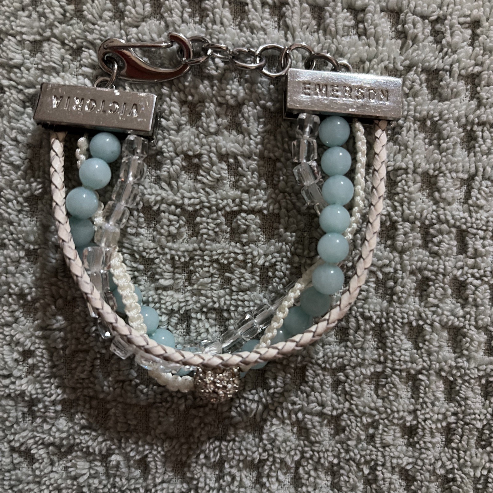 Victoria Emerson Bracelet Silvertone Beaded Adjustable Brand New