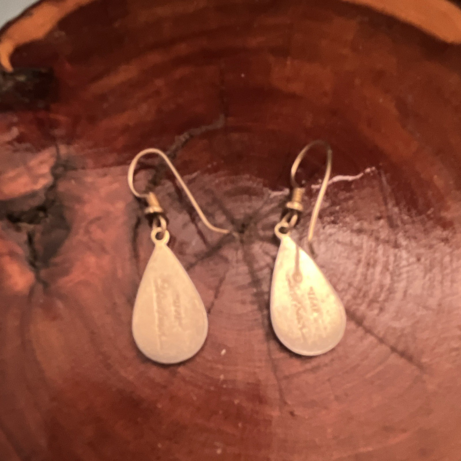 Vintage Laurel Burch Signed “Tear” Drop Earrings Blue Enamel