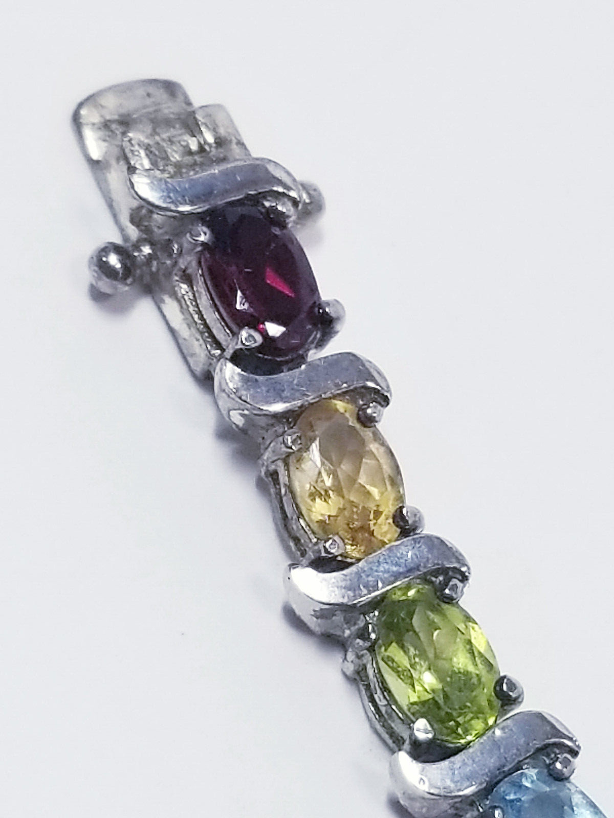 Multicolor Cubic Zirconia Sterling Silver Bracelet 15.7g T.W.