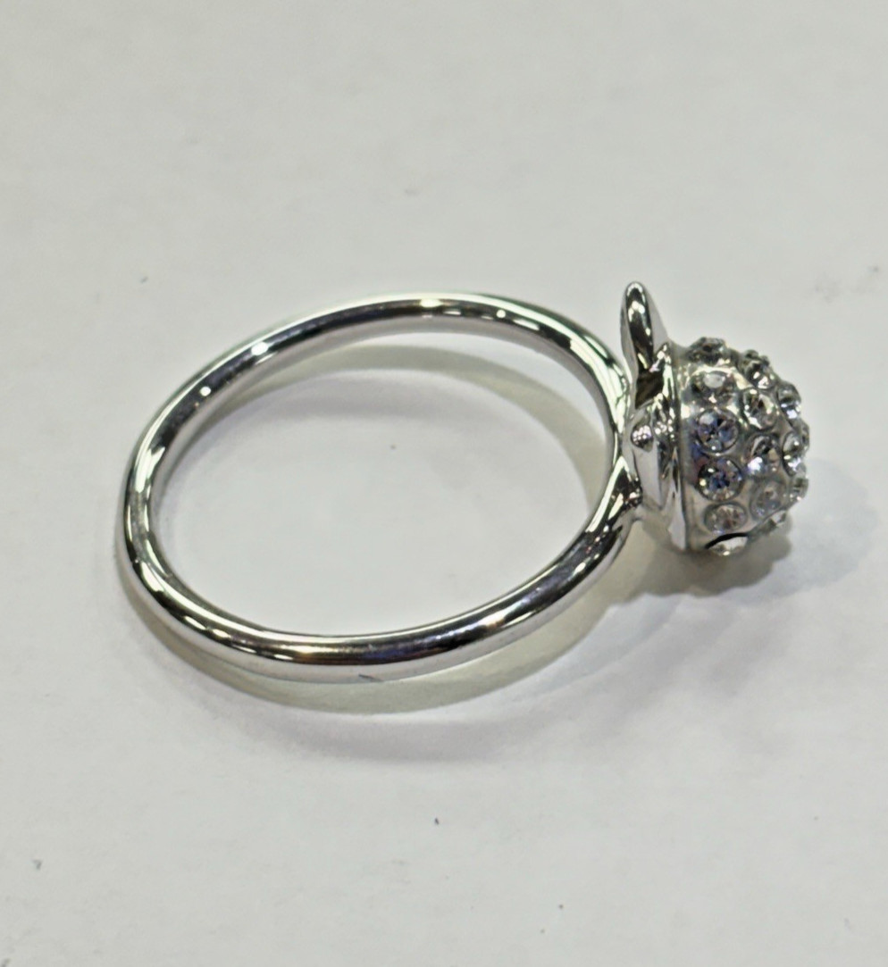 Karl Lagerfeld Swarovski Crystal Cat Head Ring size 7
