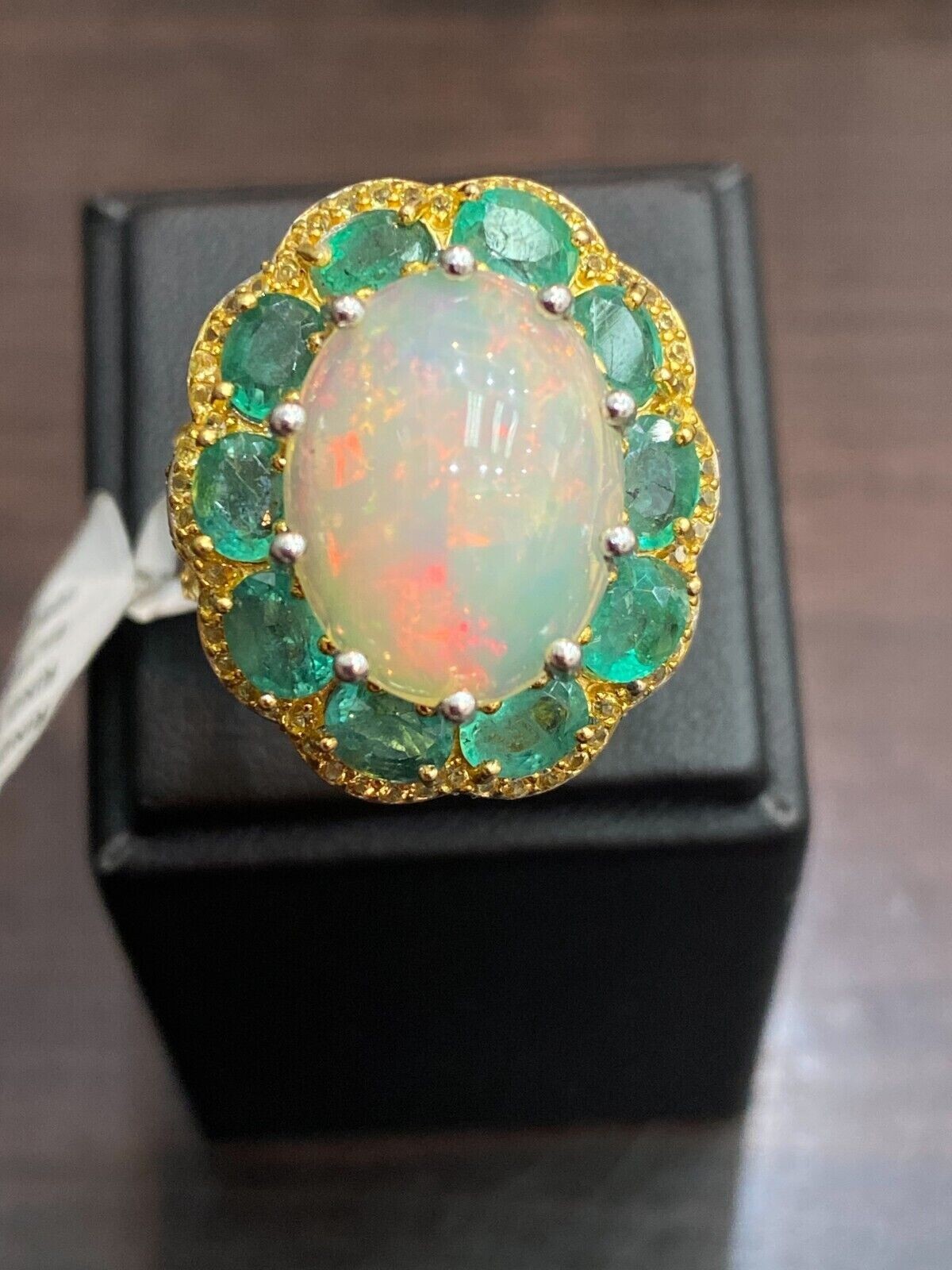 3Ct Oval Simulated Fire Opal Women’s Cocktail Ring 14k Yellow Gold Plated Silver