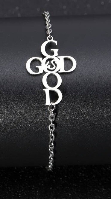 4 Religious Bracelets Faith Cross Letter Silver Stackable Adjustable Lot