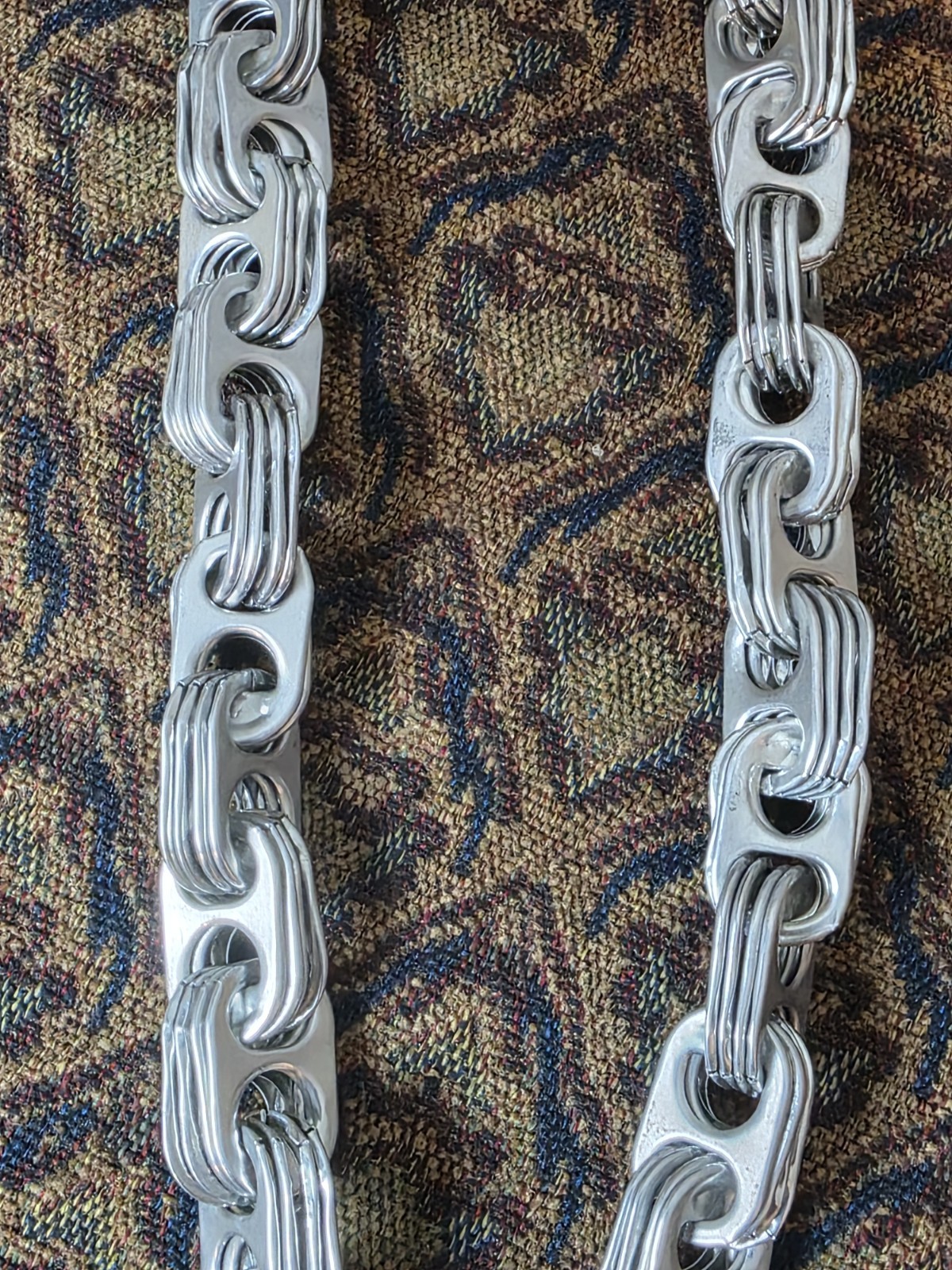 Aluminum Pull Tab Can Tab Silver Necklace – 20″ Chain with Lobster Clasp