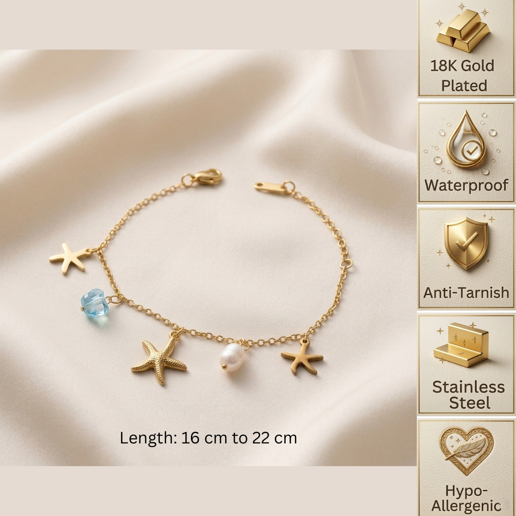 Anti Tarnish Women Bracelet, Premium Stainless Steel, 18K Gold Plated, Jewellery