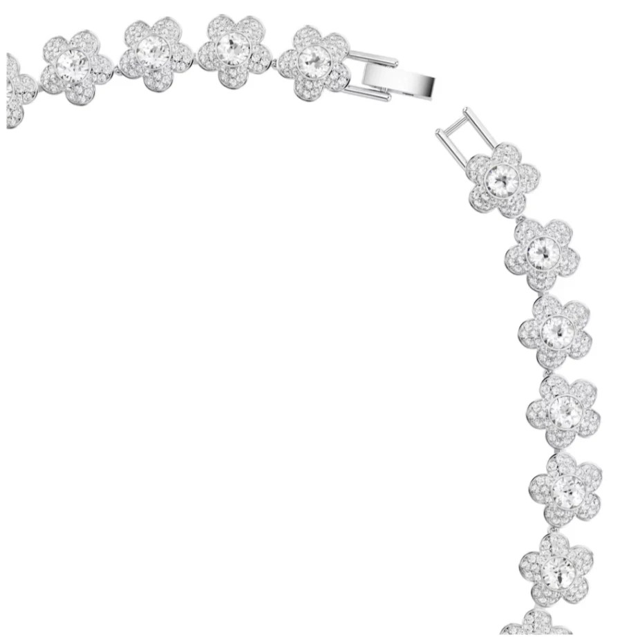 Ariana Grande x Swarovski necklace Round cut, Flower, White, Rhodium plated