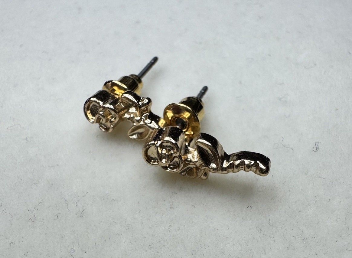 New Rose Gold Plated Earrings With Stem Studs Fashion Jewelry Everyday Wear