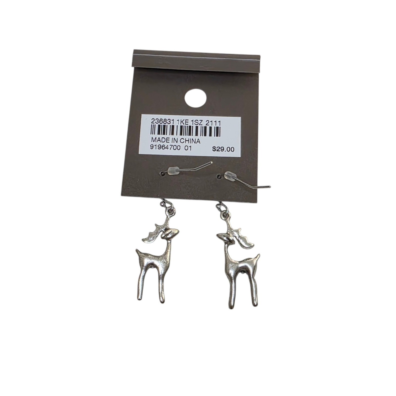 J Jill Winter Holiday Necklace Earring Set Reversible Reindeer Pine Tree NWT