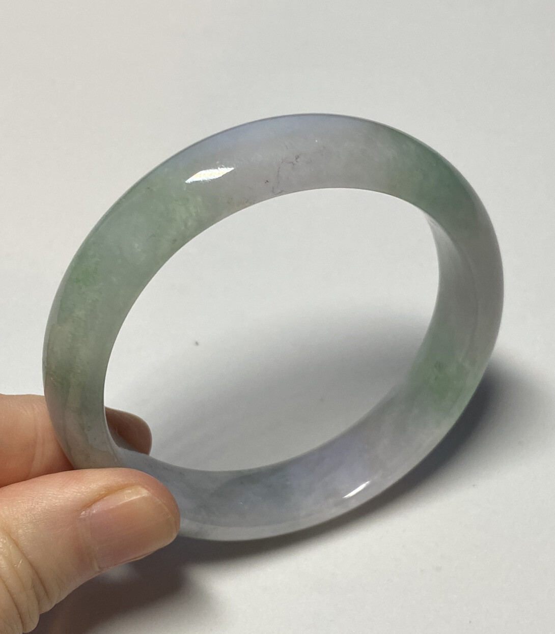 56.3mm 100% Natural Grade A Burmese Light Lavender Jadeite Multi-color Bangle