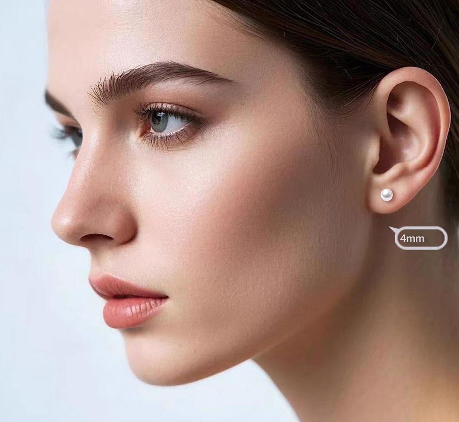 Small Pearl Stud Earrings, 5 Pairs 3mm/4mm/5mm/6mm/7mm, White 1