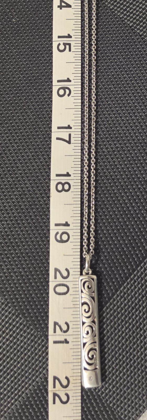 Brighton Contempo Ice Reversible Bar Necklace Scrollwork Crystal Silver Tone 20″
