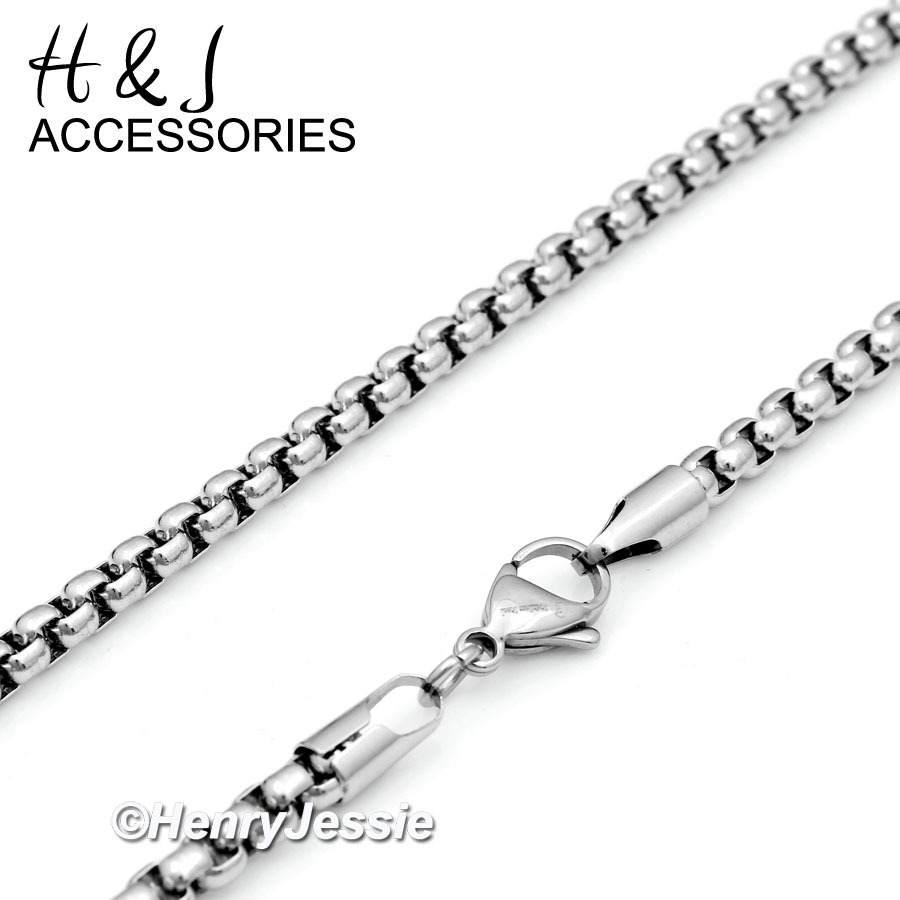 24″MEN Stainless Steel 2mm Silver Smooth Box Link Chain Jesus Cross Pendant*P62