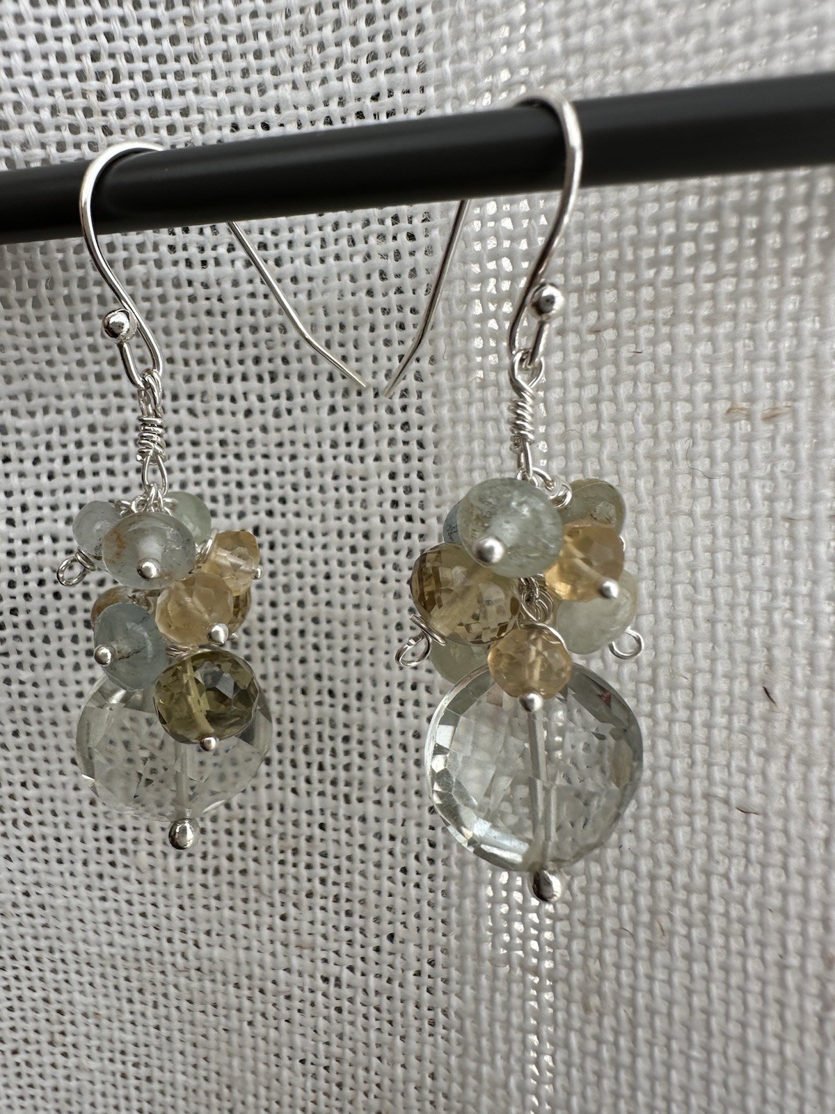 New Handmade 925 Sterling Silver Green Amethyst &mix Gemstone Earrings