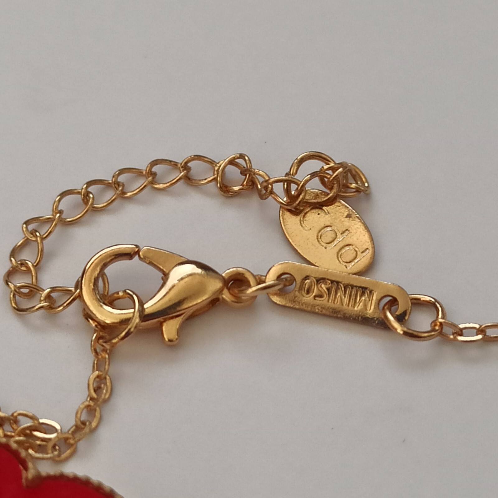 Butterfly Bracelet Red Gold Tone Fashion Signed MINISO Gift Charm Modern Trendy