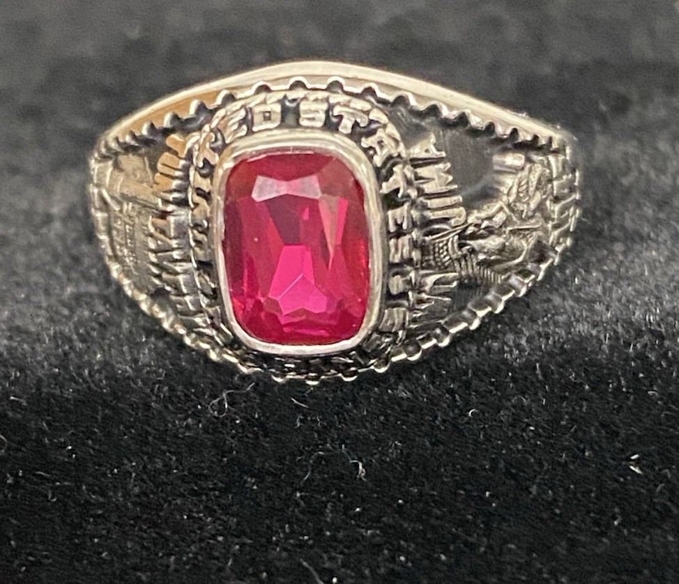 Jostens U.S. Marine Corps Lustrium & Synthetic Ruby Ring Size 8.5 6.2g
