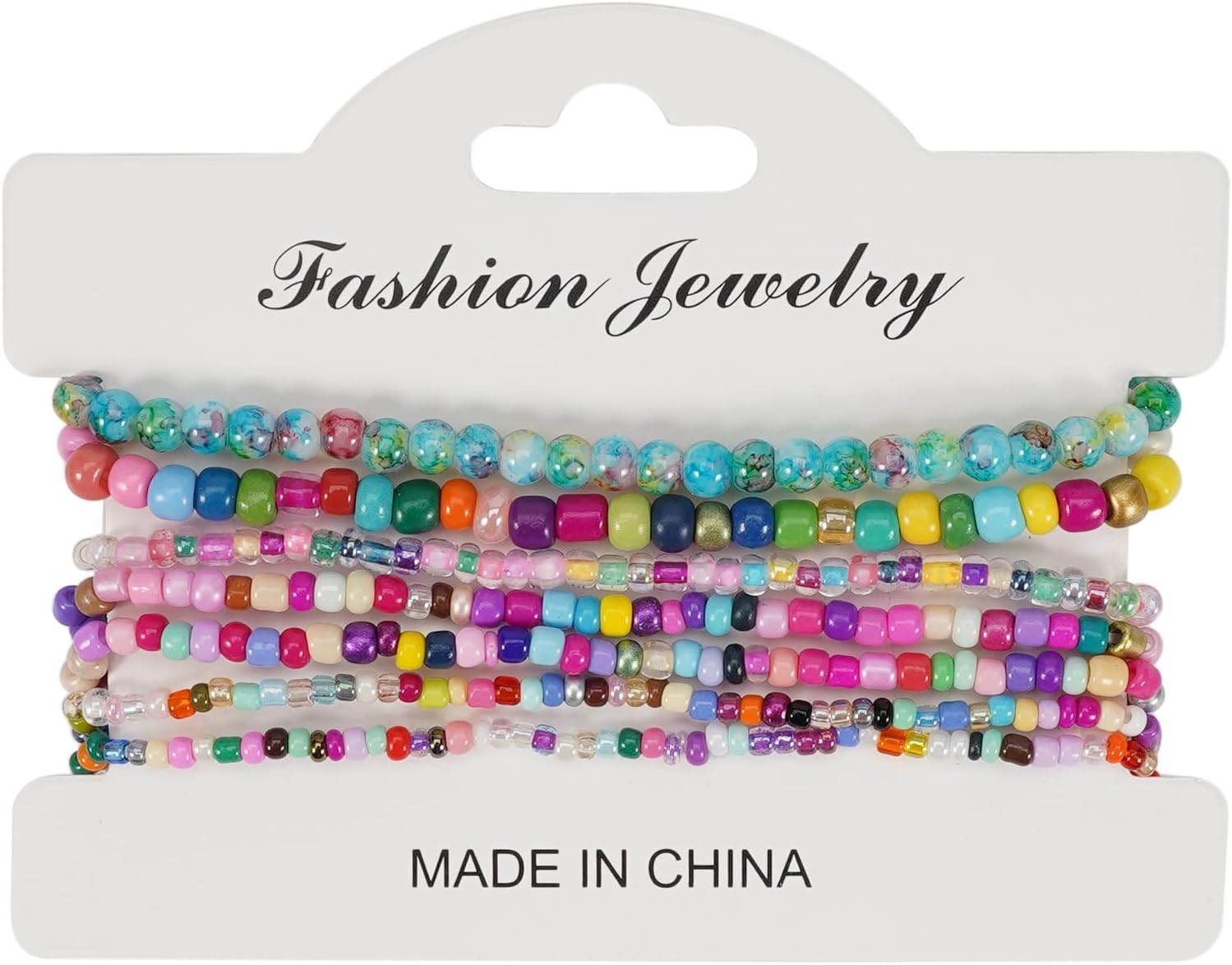 Adjustable Handmade Seed Beaded Bracelet for Women Multi-Layer Stackable Crystal