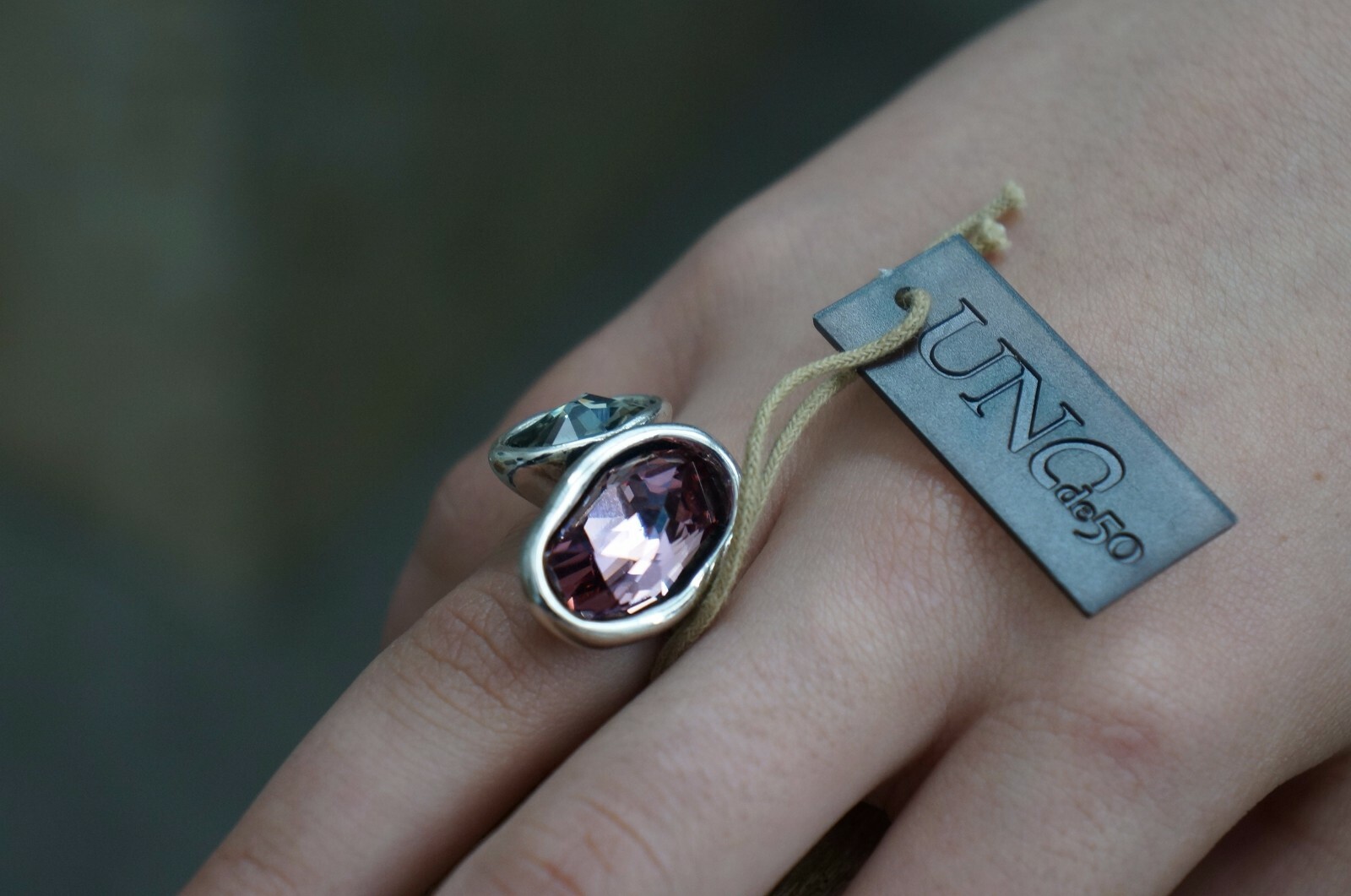 NEW UNO de 50 Pink Grey Elements Crystal YES YES Silver Ring 6 8.5 9 S M L XL
