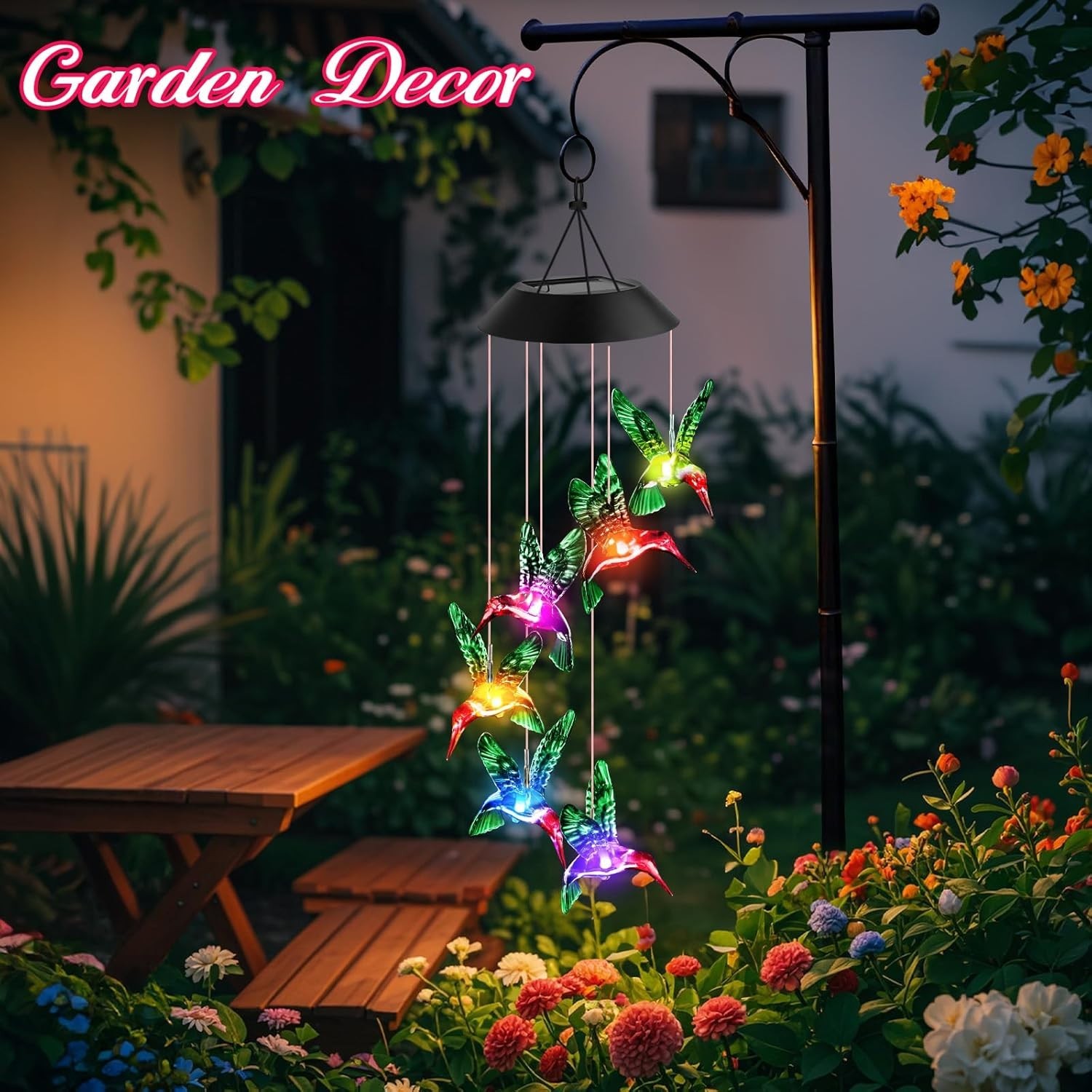 Elegant Color-Changing Hummingbird Wind Chimes – Ideal Gift for Any Occasion