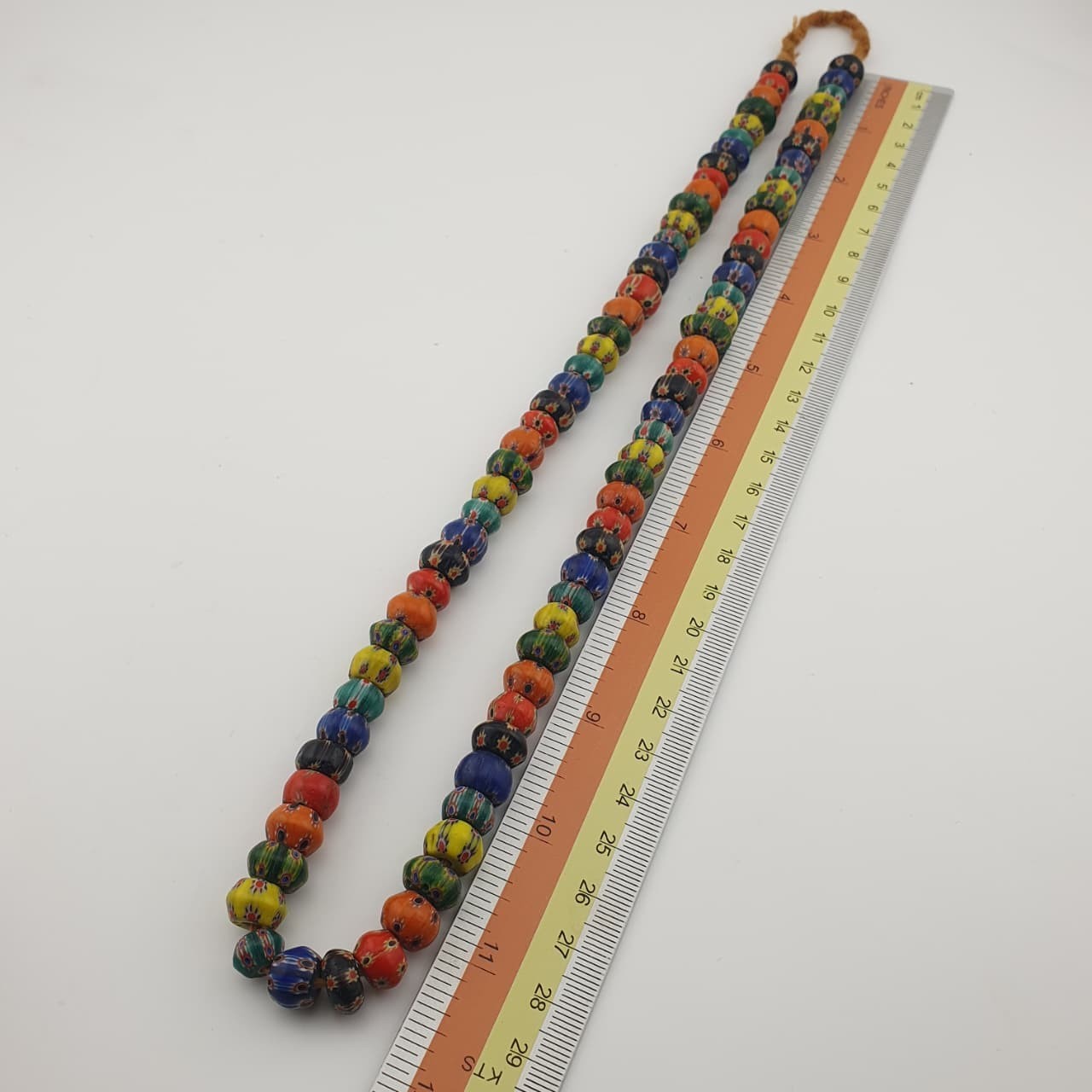 Vintage Venetian Style Multicolor Chevron Beaded Strands 22in | 9.1–11.2mm