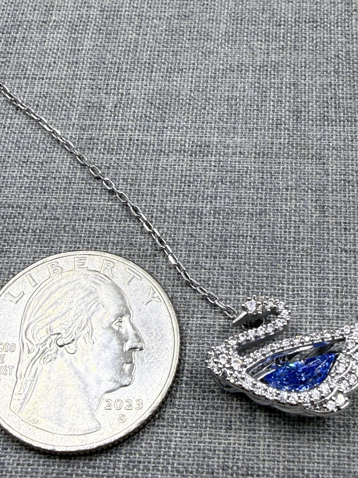 Swarovski Dancing Crystal Swan Adjustable Chain Necklace Item 5533397
