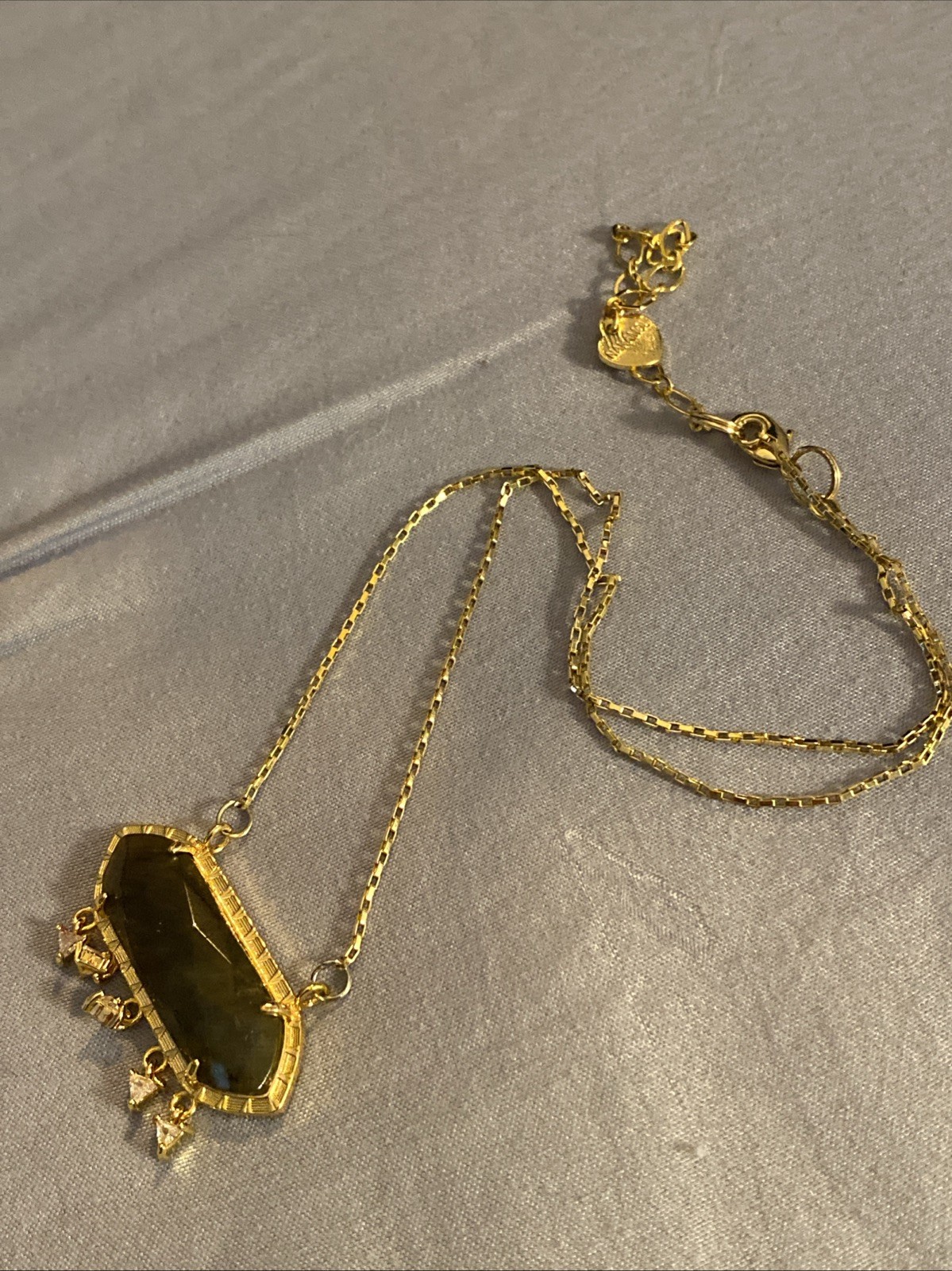 Anthropologie Nakamol Semi Precious Stone Pendant Necklace Gold Chain