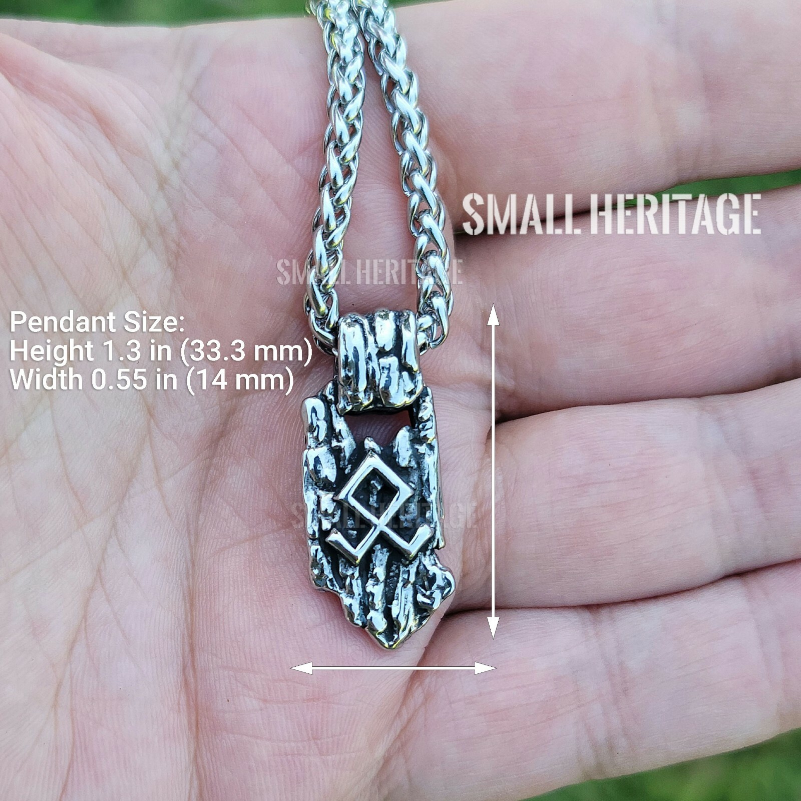 Viking Odal Rune Necklace Stainless Steel Nordic Amulet Odin Symbol Othala Rune