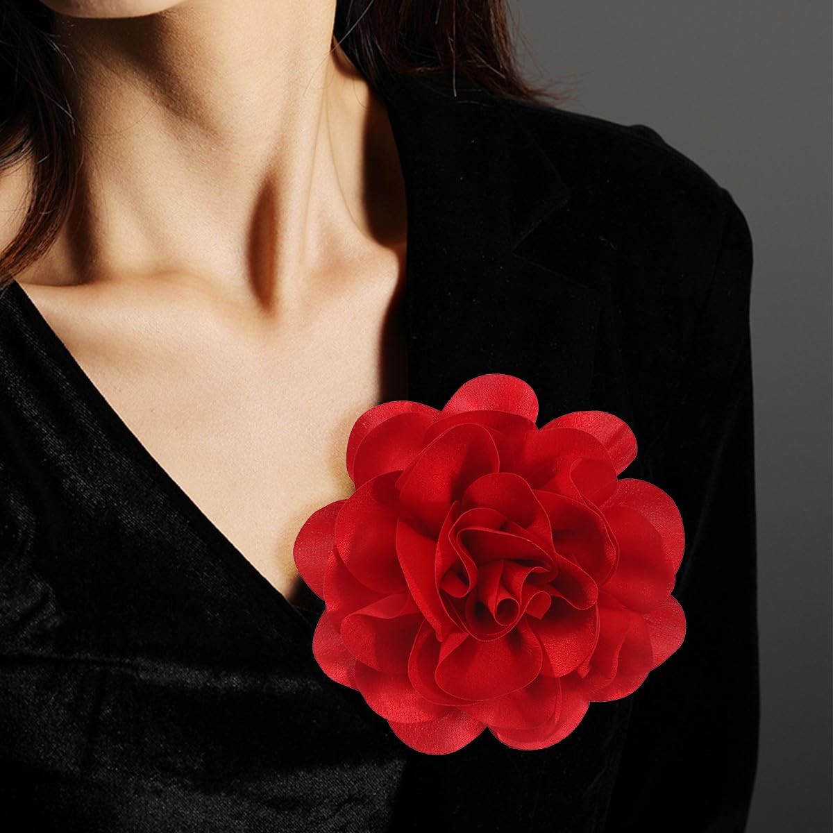 6.3 Inches Red Rose Hair Clip Large Flower Brooches for Women | Elegant Red F…
