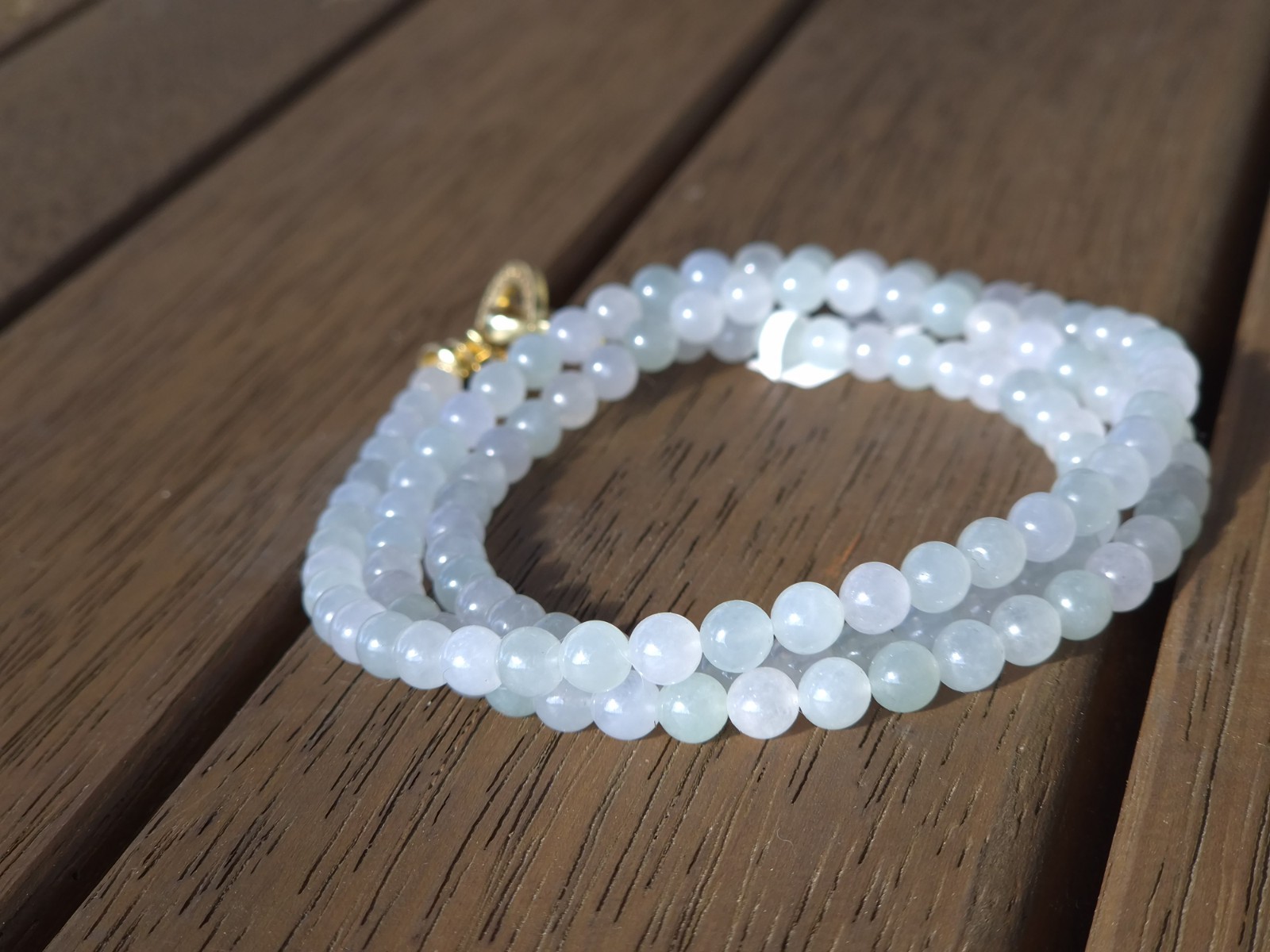 High-quality Icy White and Lavender Burmese Jadeite Necklace