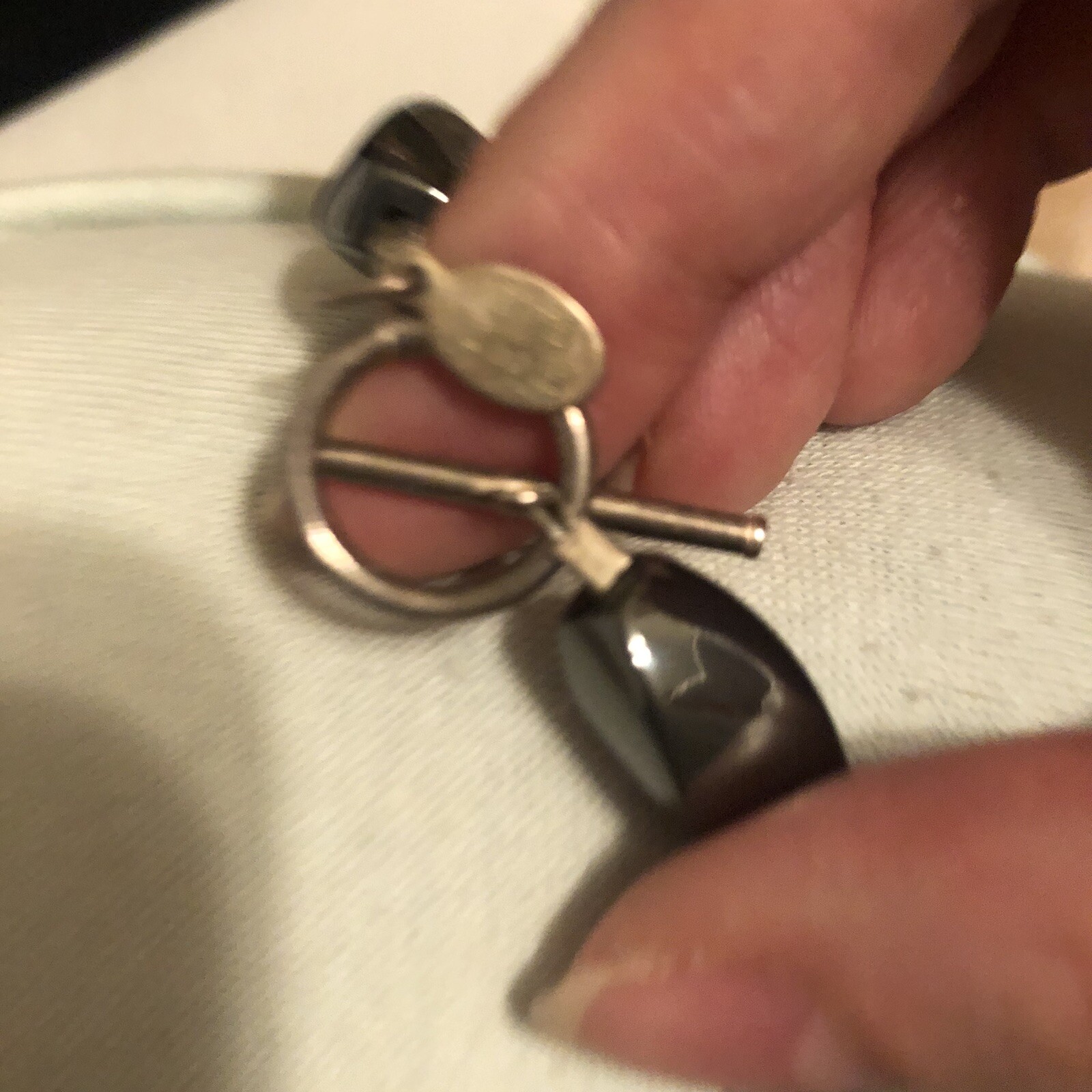 Donna Dressler Gray Black Necklace Smooth Stone Jewelry Sterling Silver 926