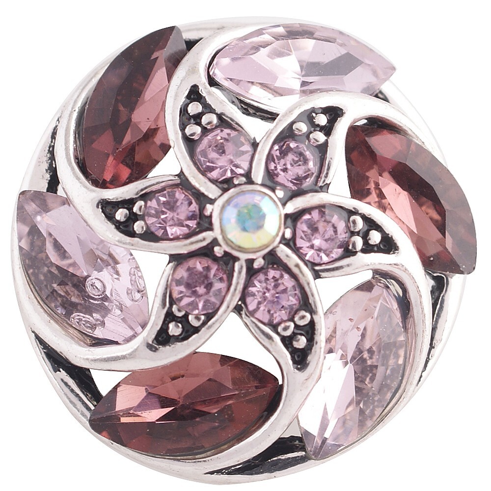 Snap Jewelry Purple & Pink Flower Marquise 18-20mm Fits Ginger Charms Accessory