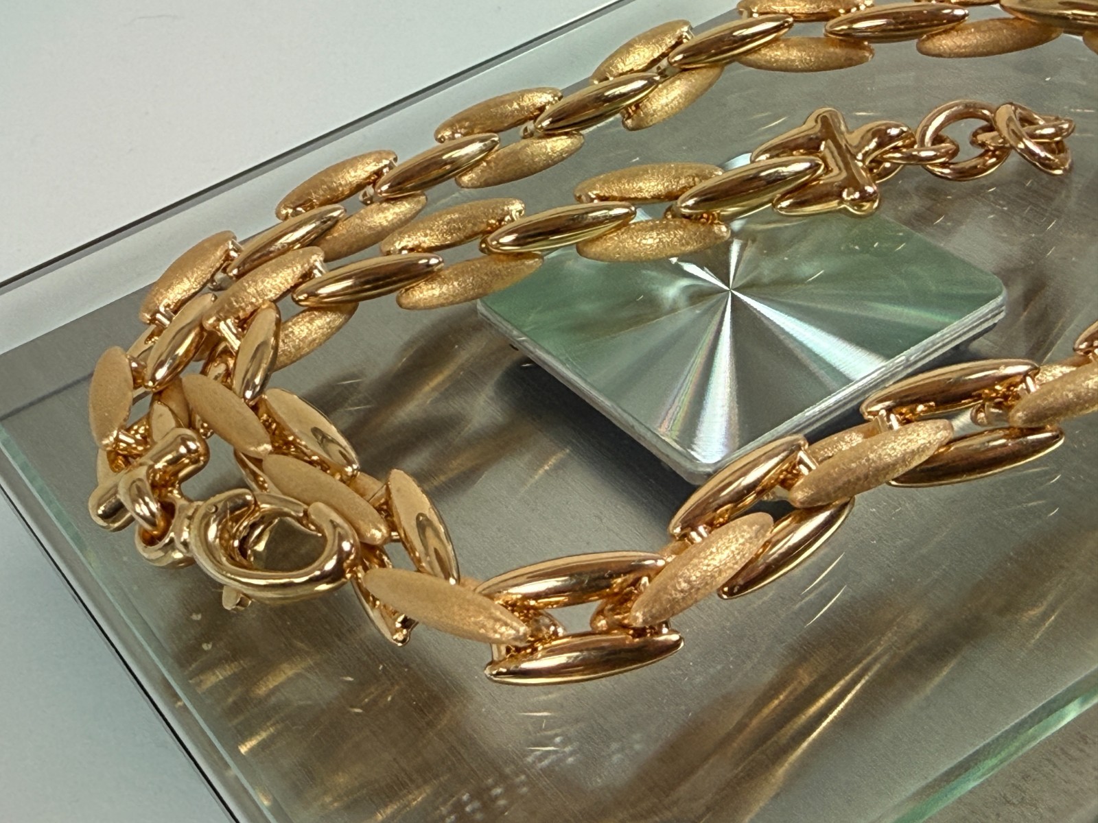 VOGA Collection 18K Gold Electroform Polished Rolo Link Necklace ALMOND 18″ NEW