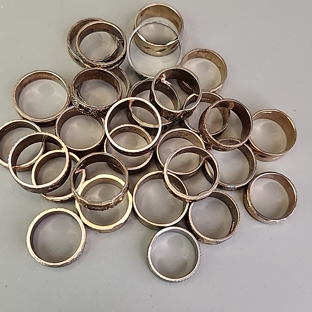 Band Ring Lot of 29 18K Heavy Gold Electroplate Various Sizes 4 to 8 HAVE WEAR