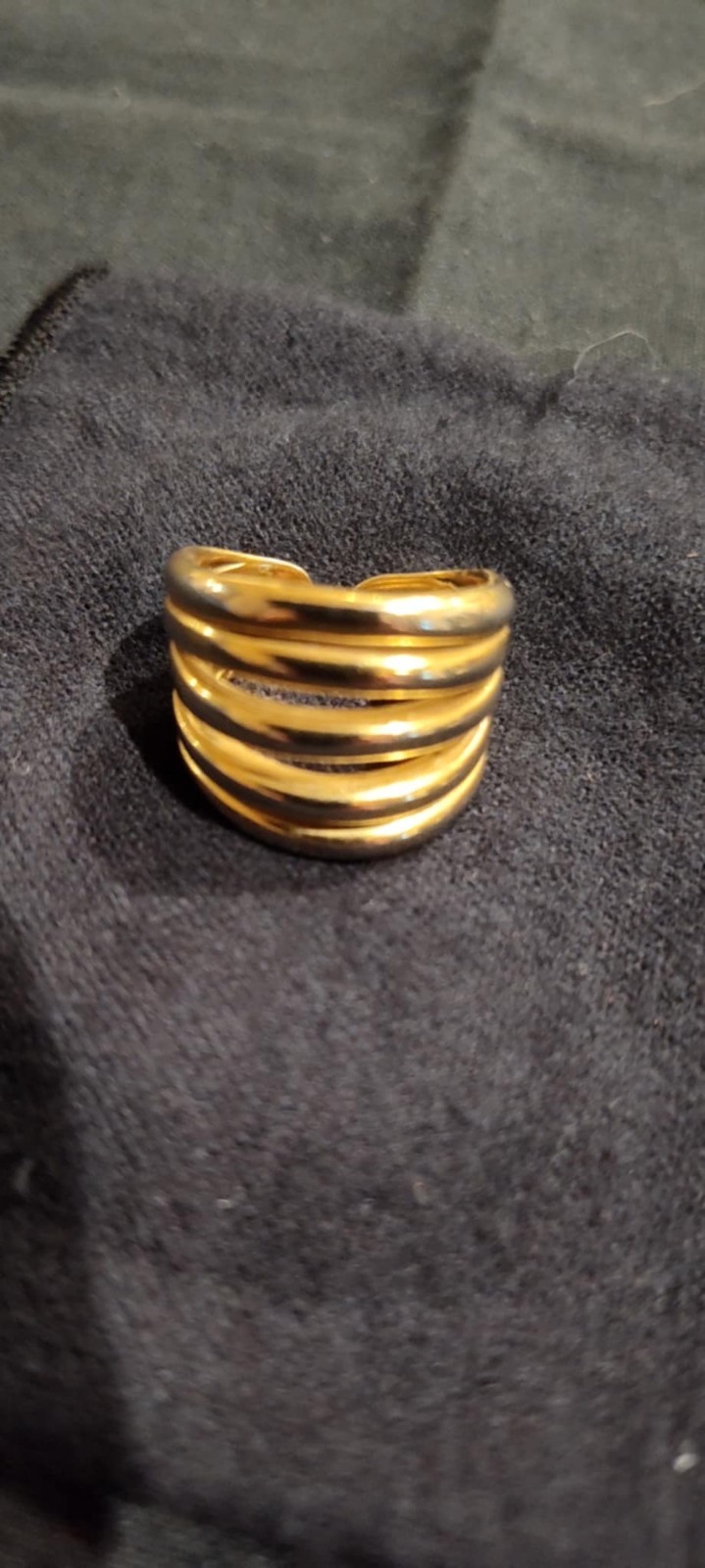 Robert Lee Morris For Donna Karan Vintage 24k Gold Plated 5 Band 3/4 Inch…