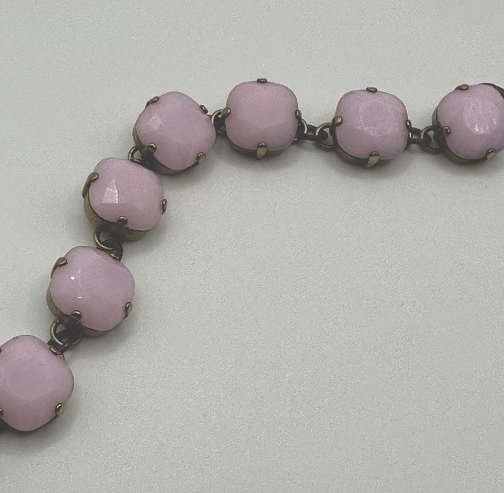 Catherine Popesco France Baby Pink Crystal Bronze Tone Bracelet Beach Cruise