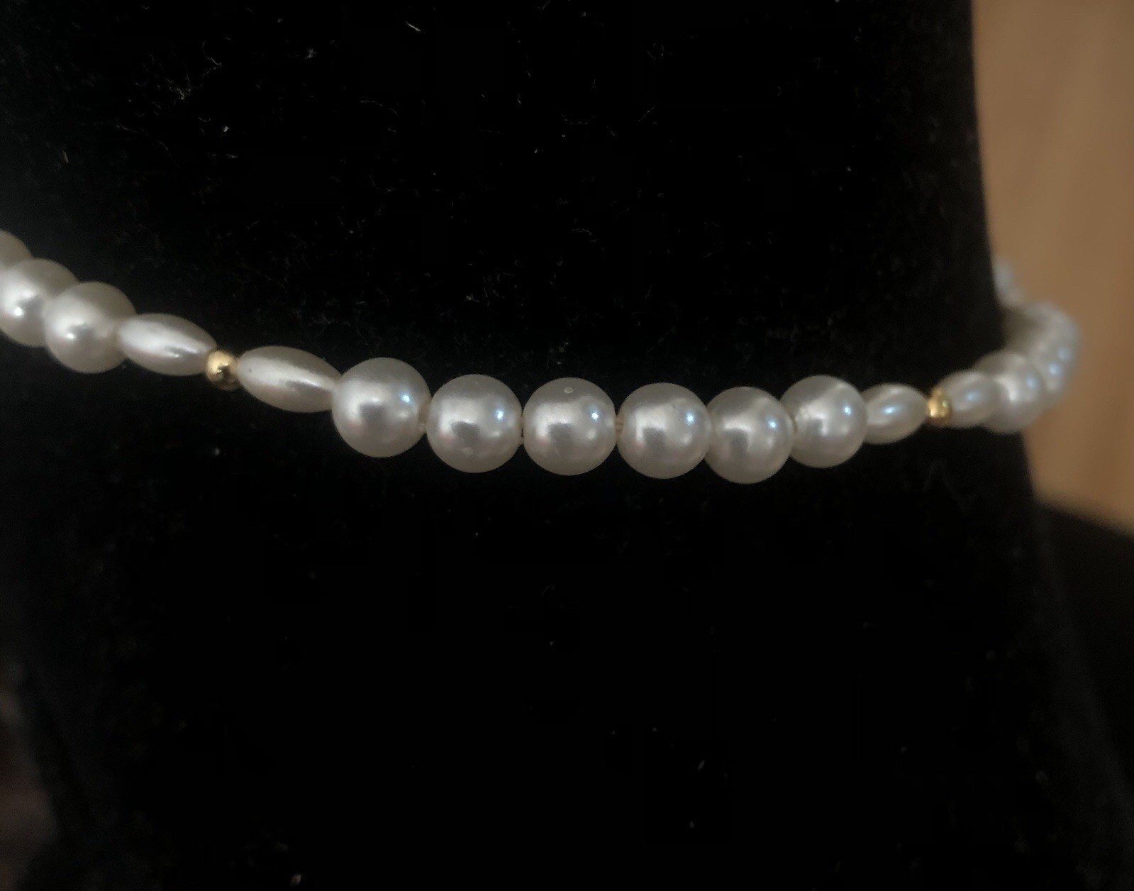 A Good Quality Faux Pearl Choker Collar 16” Necklace GP Spacers