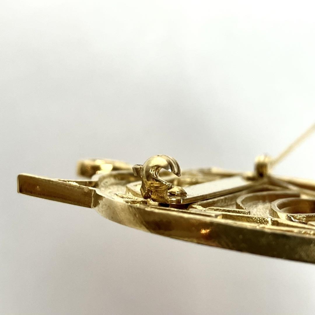 Christian Dior Logo Motif Brooch Gold Tone CD Authentic Japan Very Good Vintage