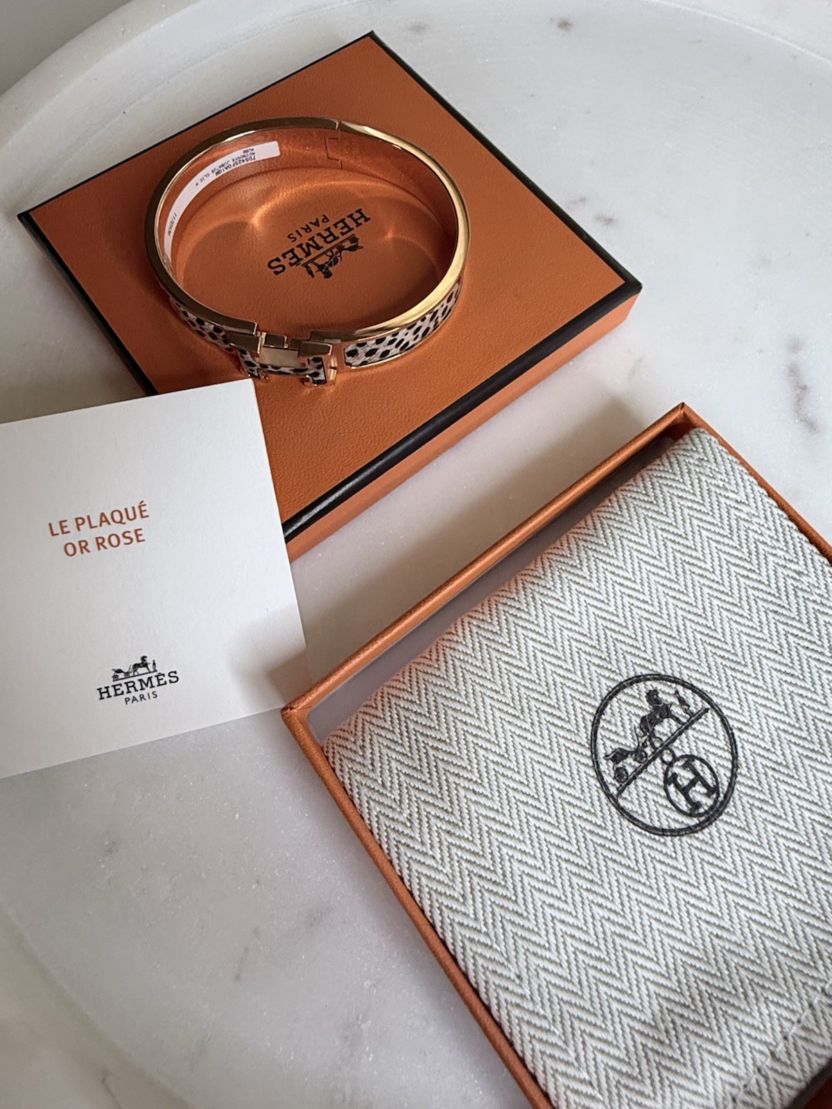 NEW Hermes Clic H Clic H Jubatus Cheetah bracelet Bangle GM Size Rose Gold Hw