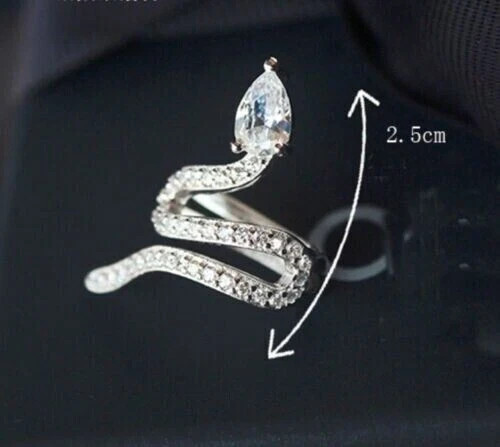 1.00 Ct Pear-Round Cut Simulated Diamond Snake Ear Cuff in 14K White Gold Plated