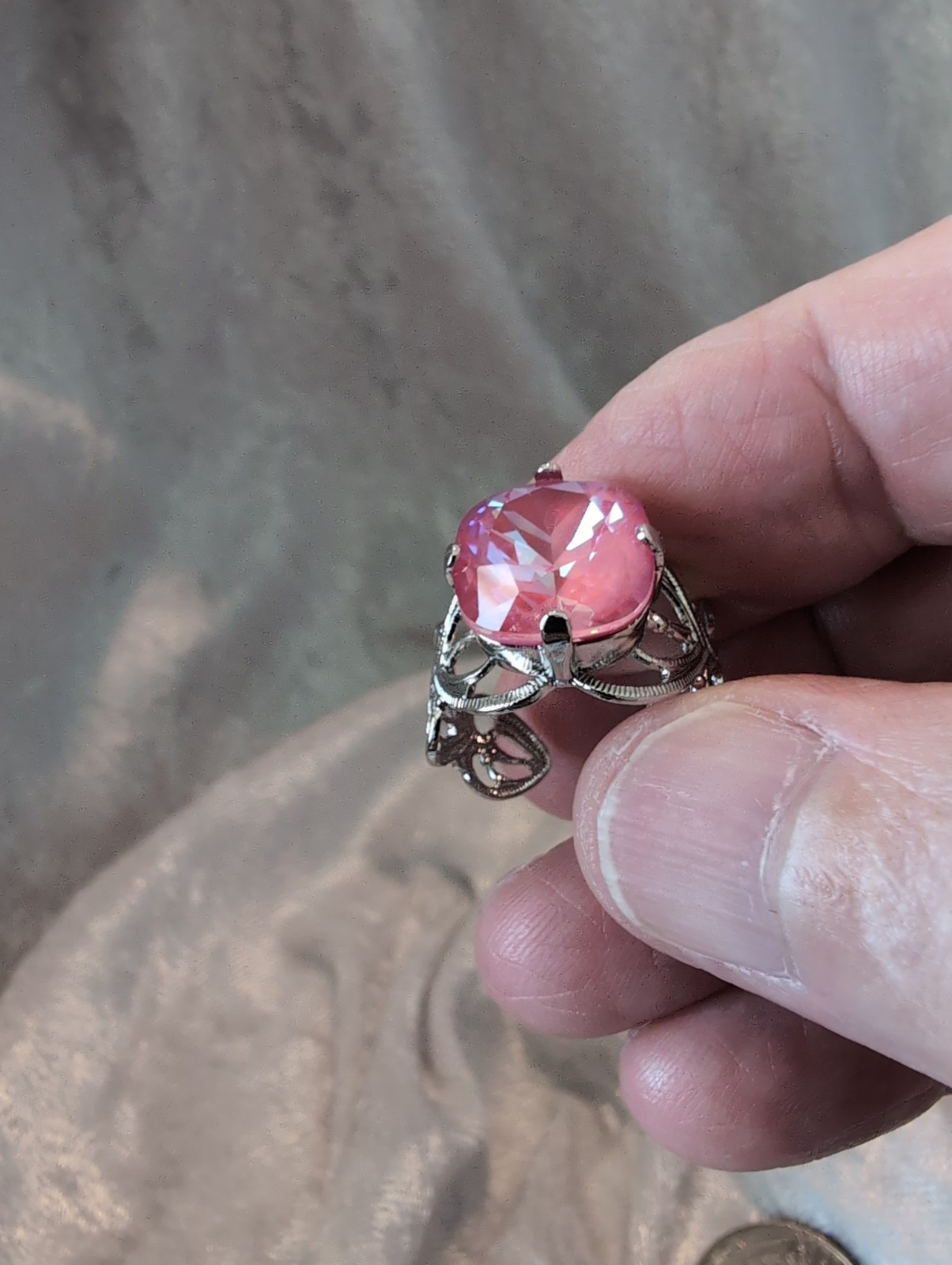 Lotus Pink And Shield Cut Padparadscha Swarovski Rings